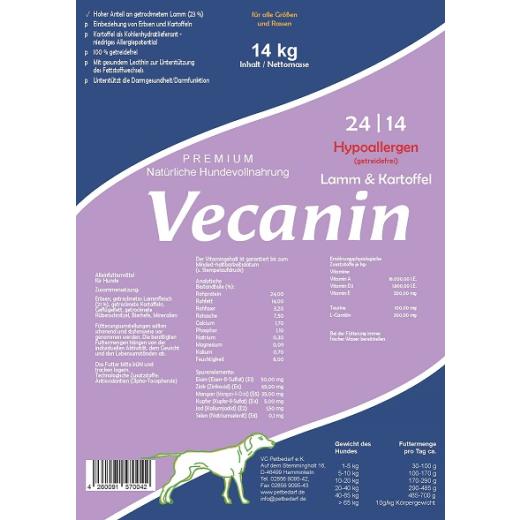 Sparpaket 5+1 Vecanin Hypoallergen Lamm & Kartoffel 24/14 - 14 kg